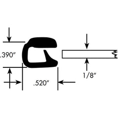 Fairchild Industries - Automotive Replacement Parts; Type: Edge Trim ; Application: Edge Trim, Decorative Single Lip Trim with Segmented Steel Core , .090"-.190", Black Soft Tone with Chrome Pad, 50 ft. - Exact Tooling