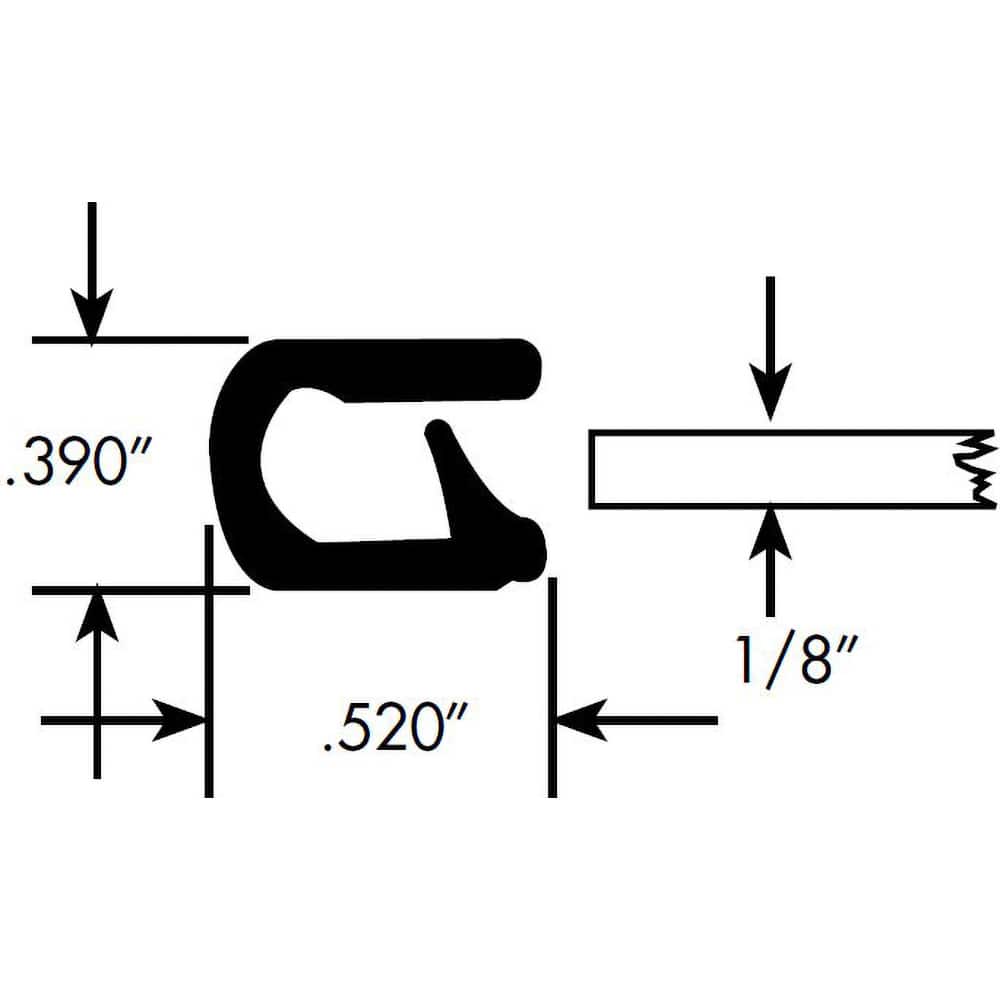 Fairchild Industries - Automotive Replacement Parts; Type: Edge Trim ; Application: Edge Trim, Standard Single Lip Trim with Segmented Aluminum Core, .090"-.190", Black Soft Tone, 50 ft. - Exact Tooling