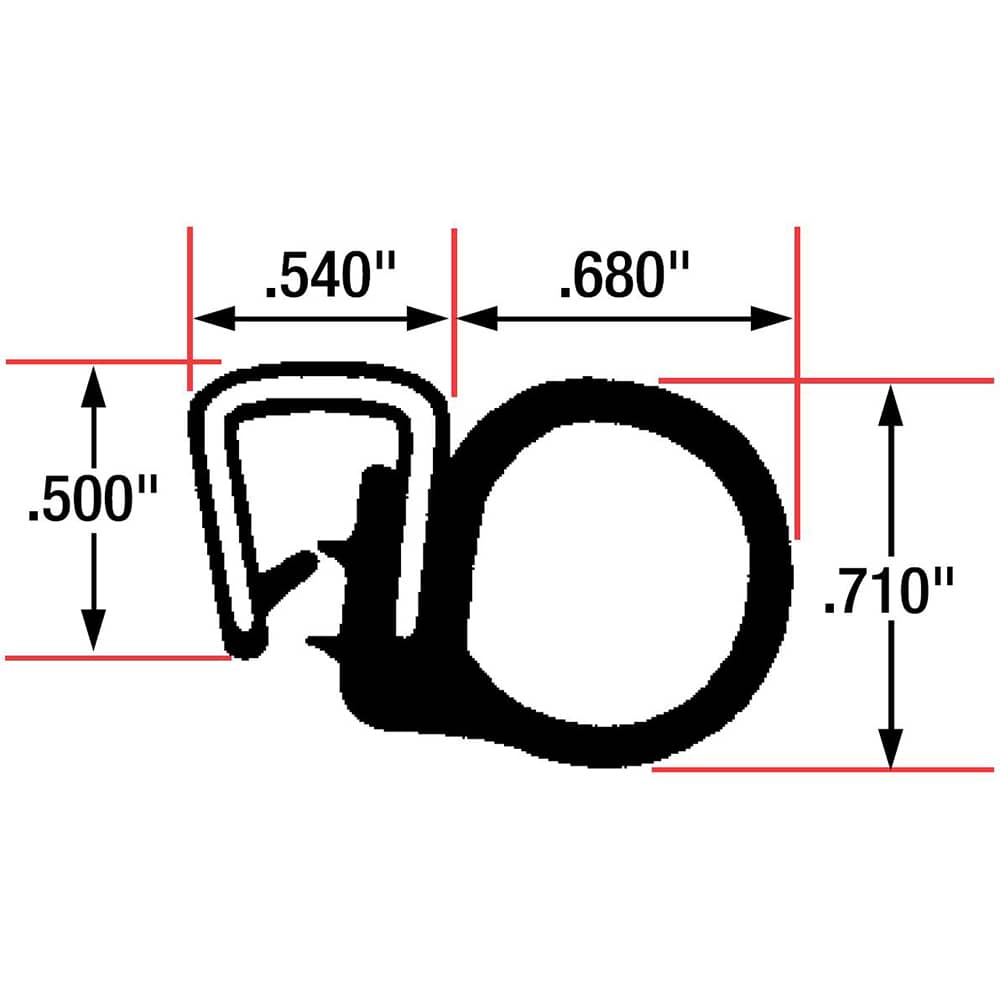 Fairchild Industries - Automotive Replacement Parts; Type: Trim Seal ; Application: Trim Seal, Vinyl and Sponge Rubber Trim Seal with Flexible Steel Core, .060"-.140", Black, 25 ft. - Exact Tooling