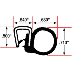 Fairchild Industries - Automotive Replacement Parts; Type: Trim Seal ; Application: Trim Seal, Vinyl and Sponge Rubber Trim Seal with Flexible Steel Core, .060"-.140", Black, 25 ft. - Exact Tooling