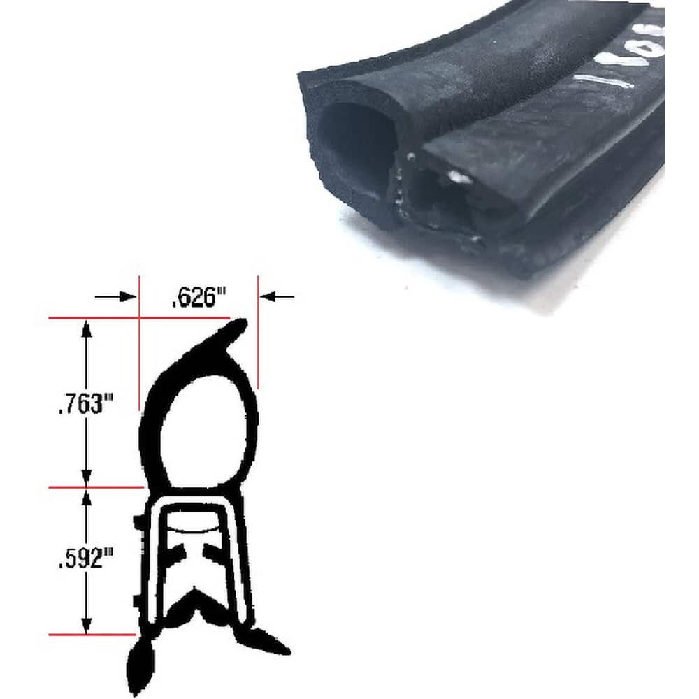 Fairchild Industries - Automotive Replacement Parts; Type: Trim Seal ; Application: Trim Seal, Sponge Bulb and Dense Rubber with Flexible Steel Wire Core, .08"-.200", Black, 25 ft. - Exact Tooling