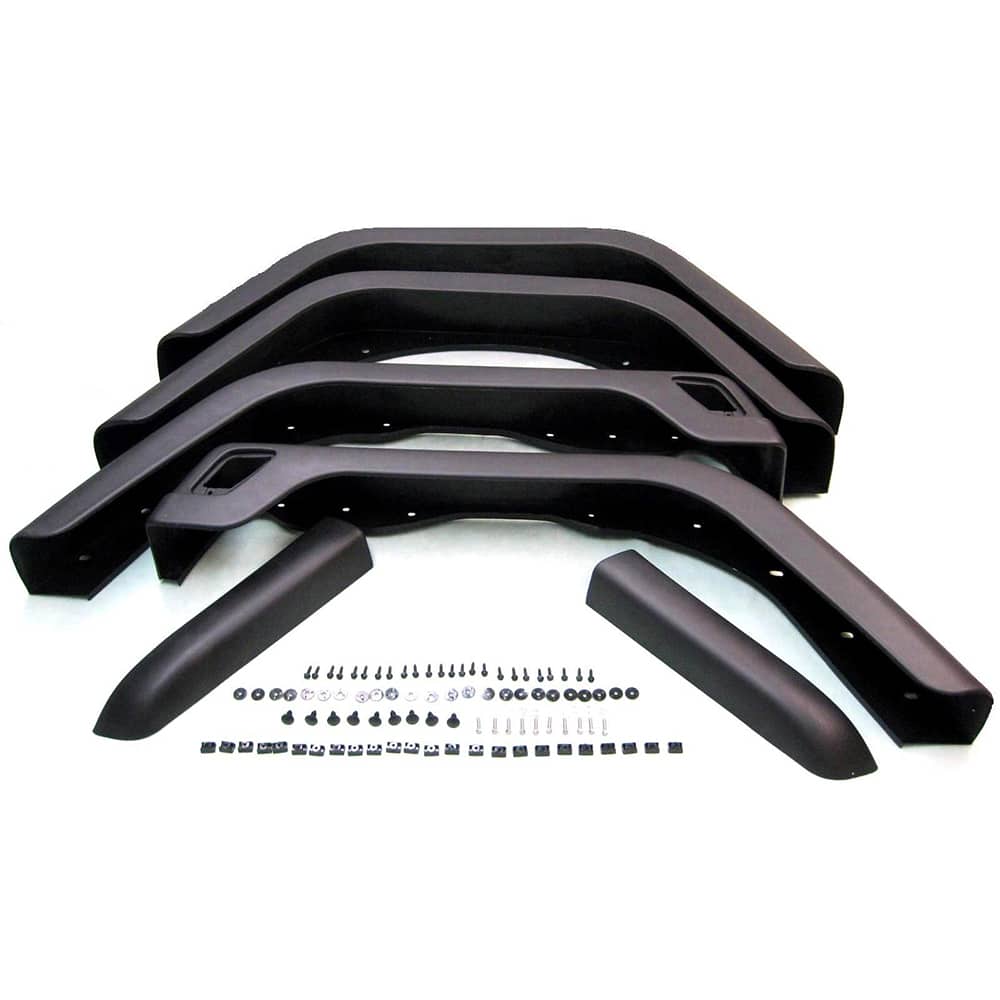 Fairchild Industries - Automotive Replacement Parts; Type: Fender Flare Kit ; Application: 1997-2006 Jeep Wrangler Fender Flare Kit replaces OEM# QP94TZZAC; QP95TZZAC; 5DS74TZZAD; 5DS75TZZAD - Exact Tooling