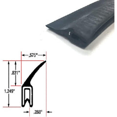 Fairchild Industries - Automotive Replacement Parts; Type: Trim Seal ; Application: Trim Seal, Sponge Bulb and Dense Rubber with Flexible Segmented Steel Core, .060"-.10", Black, 25 ft. - Exact Tooling