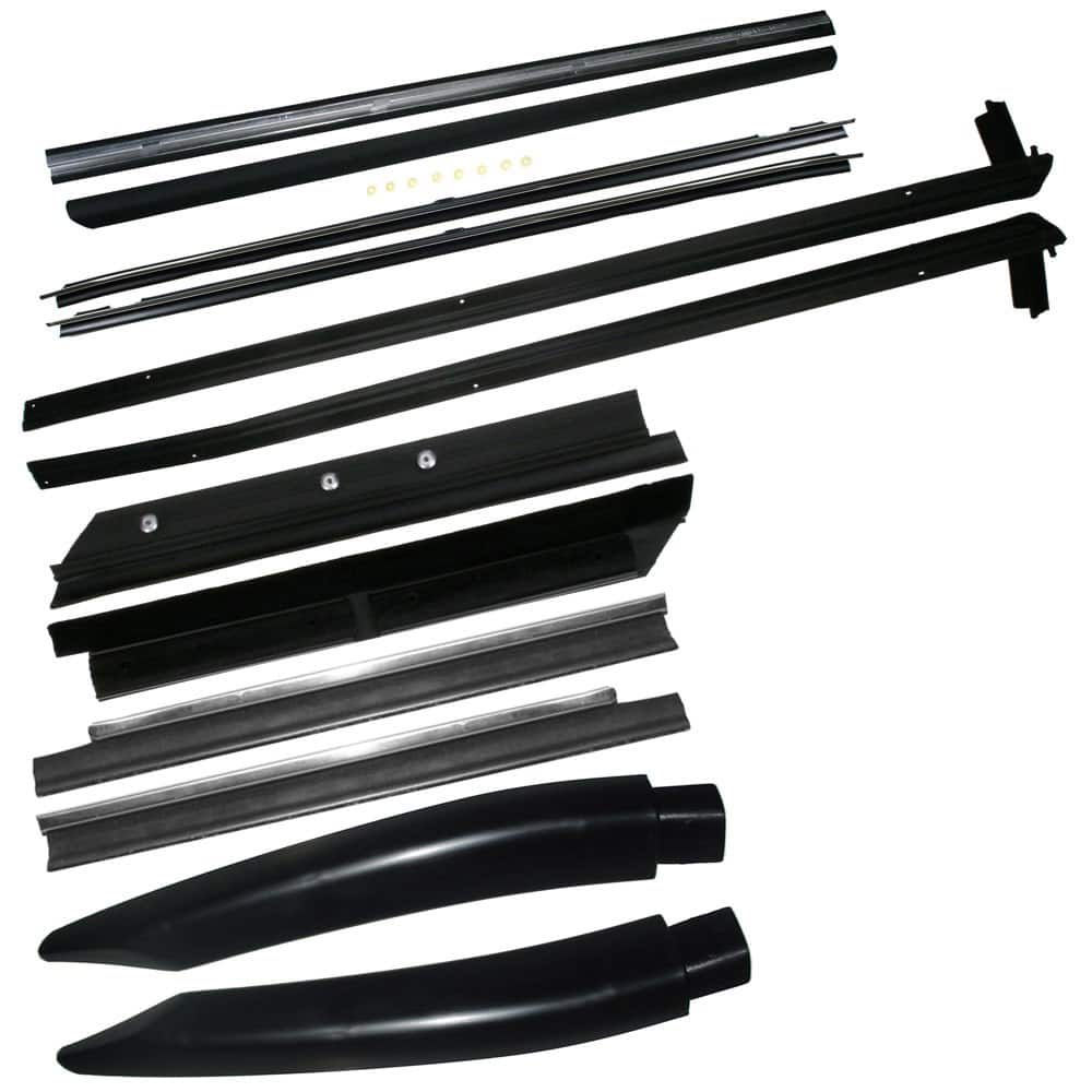 Fairchild Industries - Automotive Replacement Parts; Type: Belt Weatherstrip Kit; Convertible with Side Mirror Mounted ; Application: 1989-1993 Ford Mustang Beltline Weatherstrip Kit with Door Moldings replaces OEM# F1ZZ6121453A; F1ZZ6121452A; E3ZZ763061 - Exact Tooling