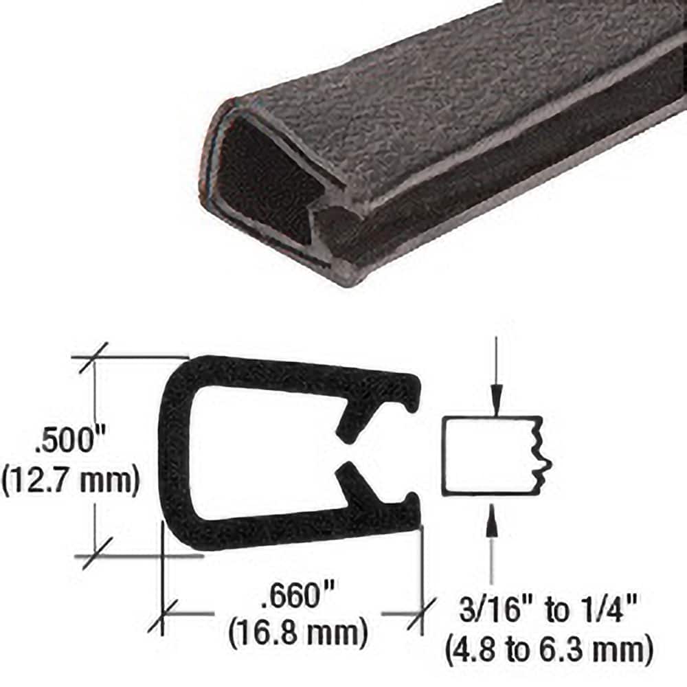 Fairchild Industries - Automotive Replacement Parts; Type: Edge Trim ; Application: Edge Trim, Double Lip 1/4" Trim with Segmented Steel Core, .135"-.250", Black Soft Tone, 50 ft. - Exact Tooling