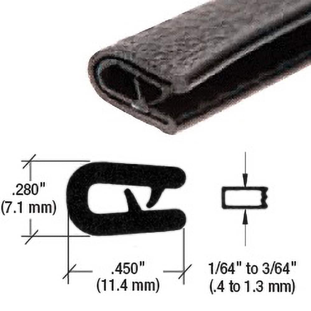 Fairchild Industries - Automotive Replacement Parts; Type: Edge Trim ; Application: Edge Trim, Mini Trim with Segmented Steel Core, .010"-.050", Black Soft Tone, 50 ft. - Exact Tooling