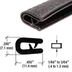 Fairchild Industries - Automotive Replacement Parts; Type: Edge Trim ; Application: Edge Trim, Mini Trim with Segmented Steel Core, .010"-.050", Black Soft Tone, 50 ft. - Exact Tooling