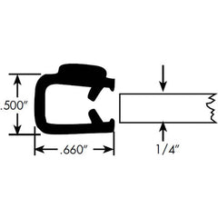 Fairchild Industries - Automotive Replacement Parts; Type: Edge Trim ; Application: Edge Trim, Decorative Double Lip 1/4" Trim with Segmented Steel Core, .135"-.250", Black Soft Tone with Chrome Pad, 50 ft. - Exact Tooling