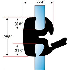 Fairchild Industries - Automotive Replacement Parts; Type: Self-Sealing Weatherstrip ; Application: One Piece Rubber Glass Sealing Weatherstrip for Windshields, , 25 Ft., Each - Exact Tooling
