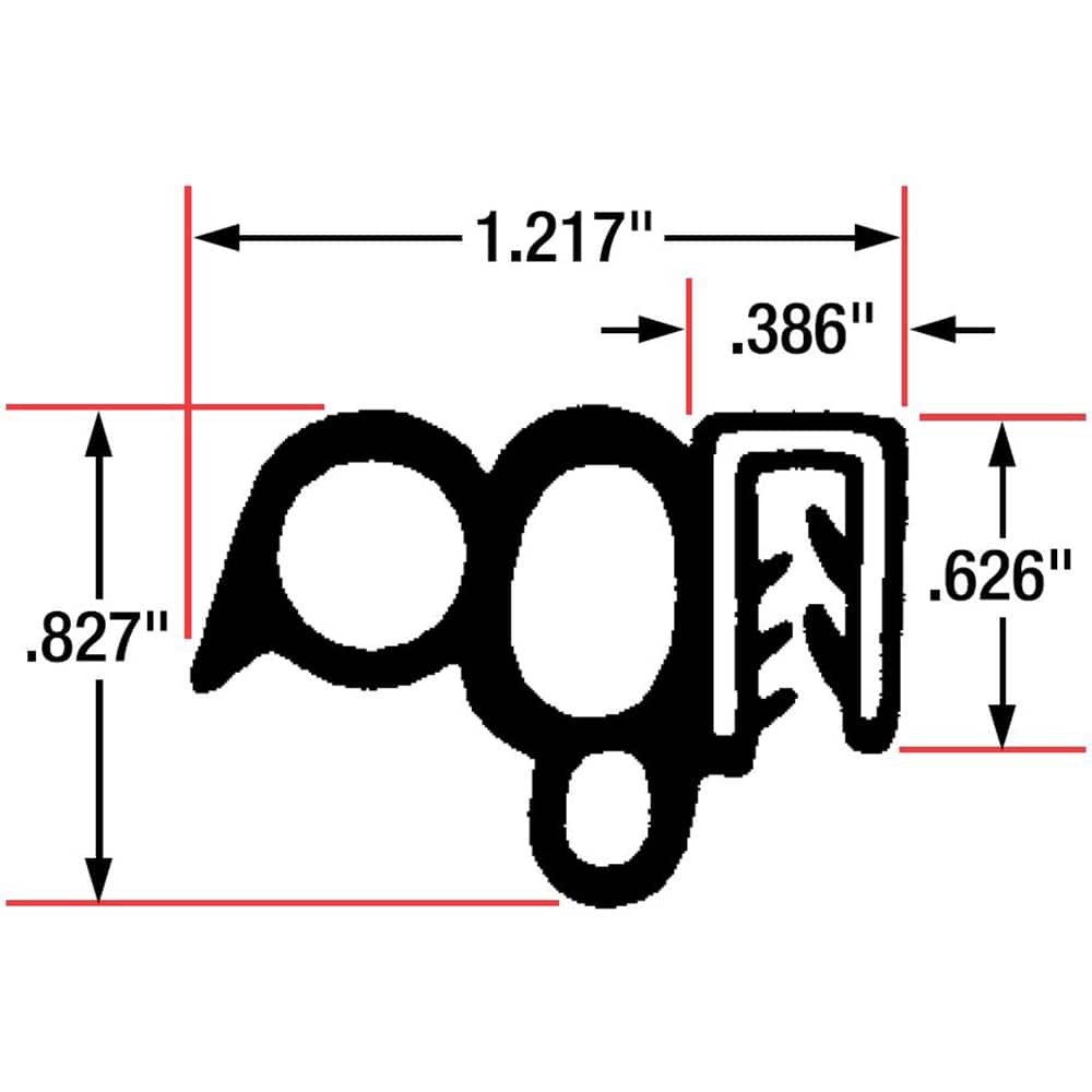 Fairchild Industries - Automotive Replacement Parts; Type: Trim Seal ; Application: Trim Seal, Sponge Bulb and Dense Rubber with Flexible Segmented Steel Core, .071"-.11", Black, 25 ft. - Exact Tooling