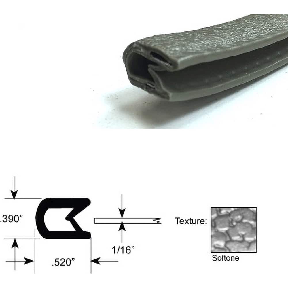Fairchild Industries - Automotive Replacement Parts; Type: Edge Trim ; Application: Edge Trim, Standard Double Lip Trim with Segmented Steel Core, .032"-.125", Lite Brown Soft Tone, 50 ft. - Exact Tooling