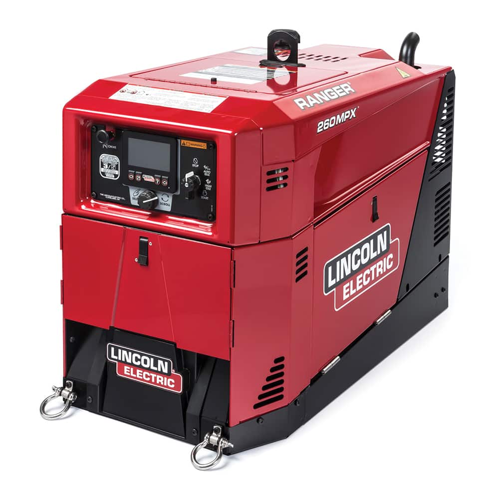 Lincoln Electric - Portable Welder/Generators; Duty Cycle: 260A/26V/100% ; Process: Stick,TIG, MIG, Flux Cored ; Input Current: DC ; Output Current: DC ; Maximum Output Voltage: 230 ; Phase: Single Phase - Exact Tooling