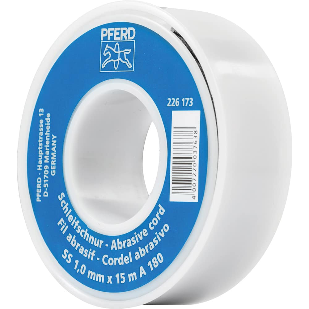 PFERD - Abrasive Cords & Tape; Product Type: Cord ; Abrasive Material: Aluminum Oxide ; Tape/Cord Width (Decimal Inch): 0.040 ; Overall Cord/Tape Length (Feet): 48 ; Grit: 180 - Exact Tooling
