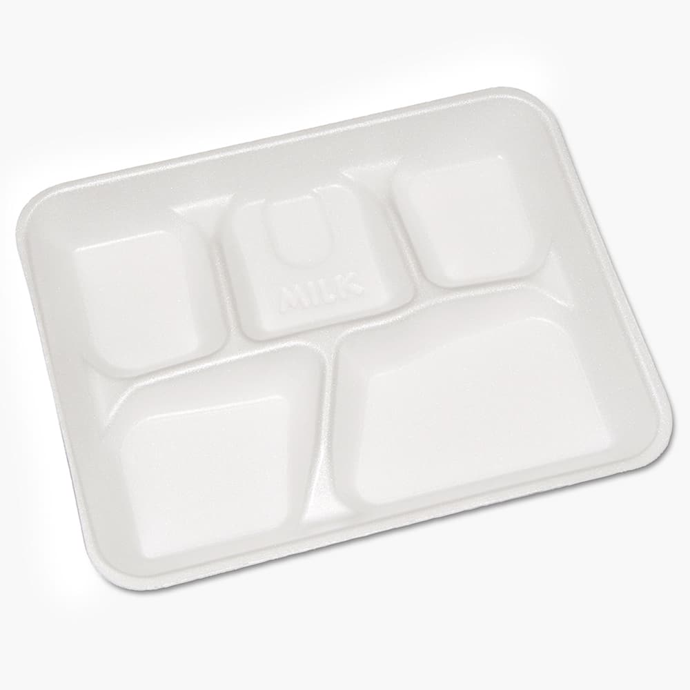 Pactiv - Paper & Plastic Cups, Plates, Bowls & Utensils; Breakroom Accessory Type: Foam Plates ; Breakroom Accessory Description: Dinnerware-Compartment/Meal Tray; Foam ; Color: White - Exact Tooling