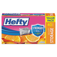 Hefty - Reclosable Food & Sandwich Bags; Volume Capacity: 1 Qt. ; Width (Inch): 4-3/8 ; Container Shape: Rectangle ; Height (Inch): 8-1/2 ; Material: Plastic ; Thickness (mil): 1.5000 - Exact Tooling