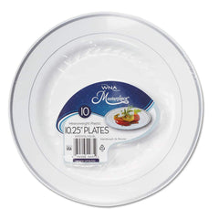 WNA - Paper & Plastic Cups, Plates, Bowls & Utensils; Breakroom Accessory Type: Plates ; Breakroom Accessory Description: Dinnerware-Plate; Plastic ; Color: White/Silver - Exact Tooling