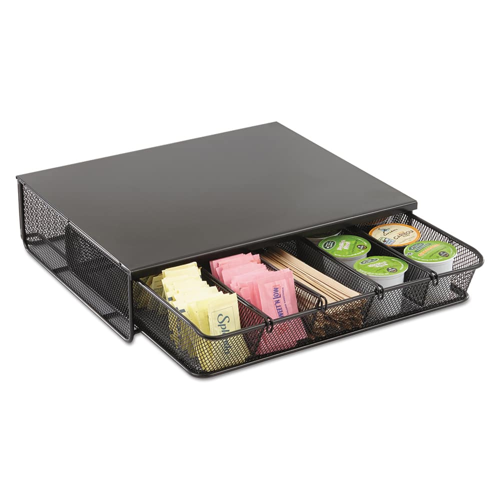 Safco - Coffee, Tea & Accessories; Breakroom Accessory Type: Coffee Condiment/Cup Organizer ; Breakroom Accessory Description: Condiment Organizers-Coffee Condiment Station ; Color: Black - Exact Tooling