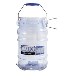 San Jamar - Portable Coolers; Color: Transparent Blue ; Material: Plastic ; Depth (Inch): 13 ; Width/Diameter (Inch): 8-7/8 ; Special Item Information: Tri-Grip? Design Reduces Back Injuries ; Includes: (1) Tote - Exact Tooling
