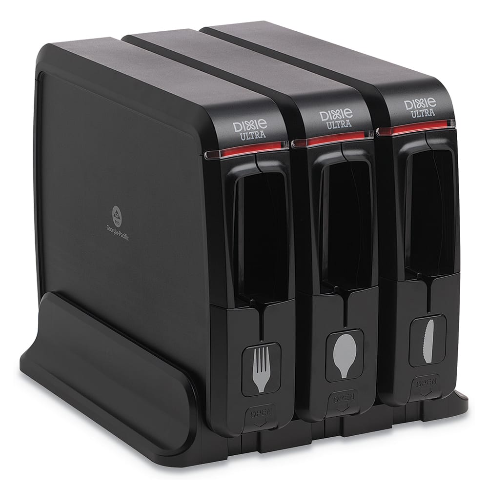 Dixie - Paper & Plastic Cups, Plates, Bowls & Utensils; Breakroom Accessory Type: Cutlery Bin ; Breakroom Accessory Description: Utensil Dispensers-Tower-Fork ; Color: Black - Exact Tooling