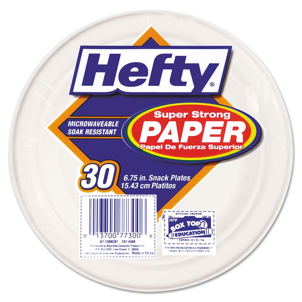 Hefty - Paper & Plastic Cups, Plates, Bowls & Utensils; Breakroom Accessory Type: Plates ; Breakroom Accessory Description: Dinnerware-Plate; Paper ; Color: White - Exact Tooling