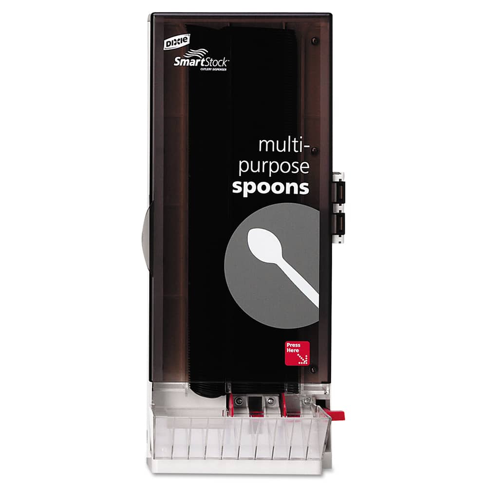 Dixie - Paper & Plastic Cups, Plates, Bowls & Utensils; Breakroom Accessory Type: Cutlery Bin ; Breakroom Accessory Description: Utensil Dispensers-Tower-Spoon ; Color: Translucent Black - Exact Tooling
