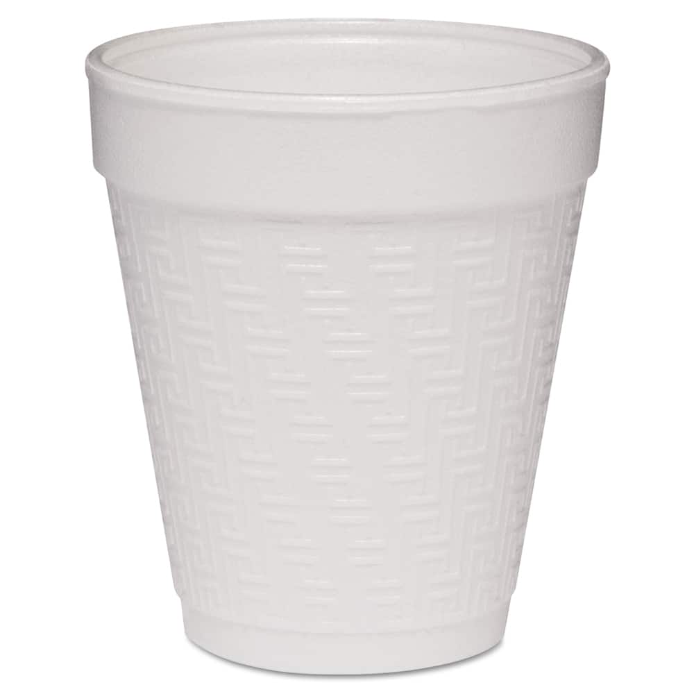 DART - Paper & Plastic Cups, Plates, Bowls & Utensils; Breakroom Accessory Type: Foam Cups ; Breakroom Accessory Description: Cups-Hot/Cold Drink; Foam ; Color: White with Greek Key Design - Exact Tooling
