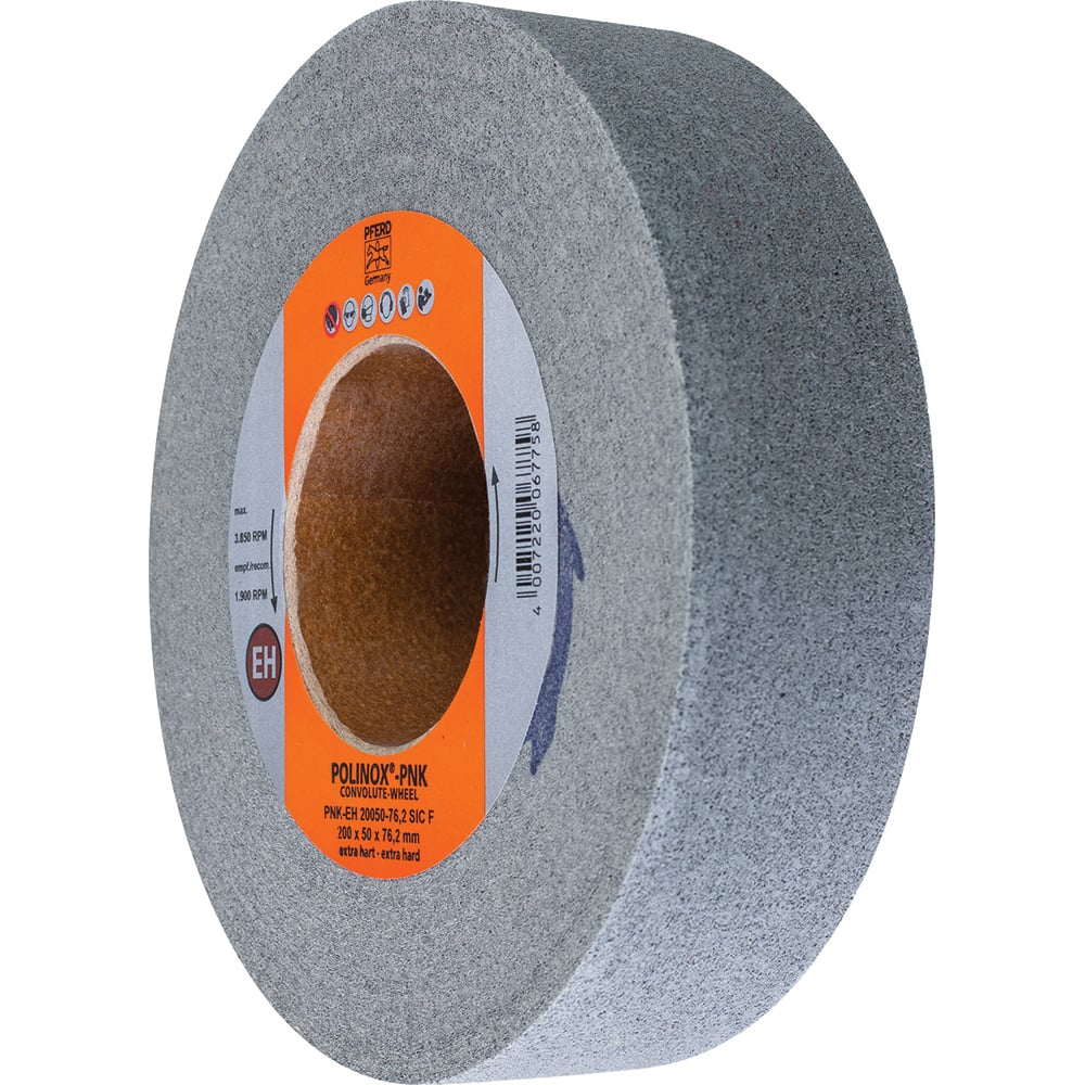 PFERD - Deburring Wheels; Wheel Type: Convolute ; Wheel Diameter (Inch): 8 ; Center Hole Size (Inch): 3 ; Abrasive Material: Silicon Carbide ; Grade: Fine ; Density Grade: Extra Hard - Exact Tooling