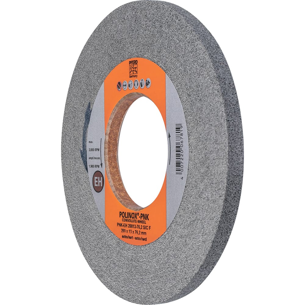 PFERD - Deburring Wheels; Wheel Type: Convolute ; Wheel Diameter (Inch): 8 ; Center Hole Size (Inch): 3 ; Abrasive Material: Silicon Carbide ; Grade: Fine ; Density Grade: Extra Hard - Exact Tooling
