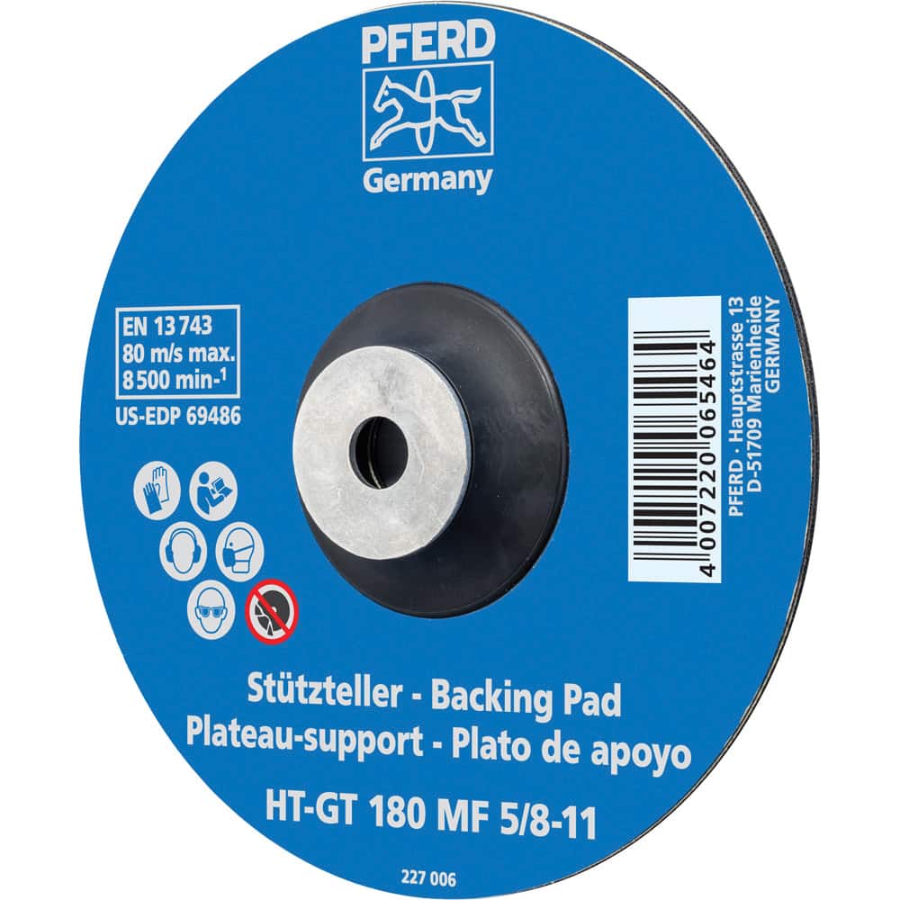 PFERD - Disc Backing Pads; Backing Pad Type: Disc Backing Pad ; Pad Diameter (Inch): 7 ; Maximum RPM: 8500.000 ; Thread Size: 5/8-11 ; Density: Flexible - Exact Tooling