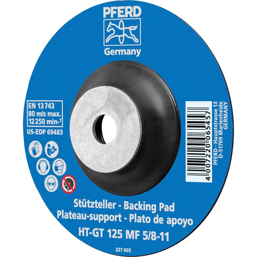 PFERD - Disc Backing Pads; Backing Pad Type: Disc Backing Pad ; Pad Diameter (Inch): 5 ; Maximum RPM: 12200.000 ; Thread Size: 5/8-11 ; Density: Flexible - Exact Tooling
