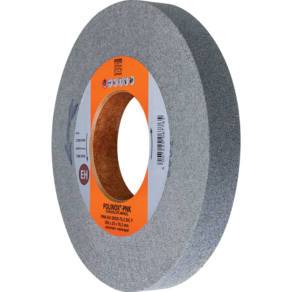 PFERD - Deburring Wheels; Wheel Type: Convolute ; Wheel Diameter (Inch): 8 ; Center Hole Size (Inch): 3 ; Abrasive Material: Silicon Carbide ; Grade: Fine ; Density Grade: Extra Hard - Exact Tooling