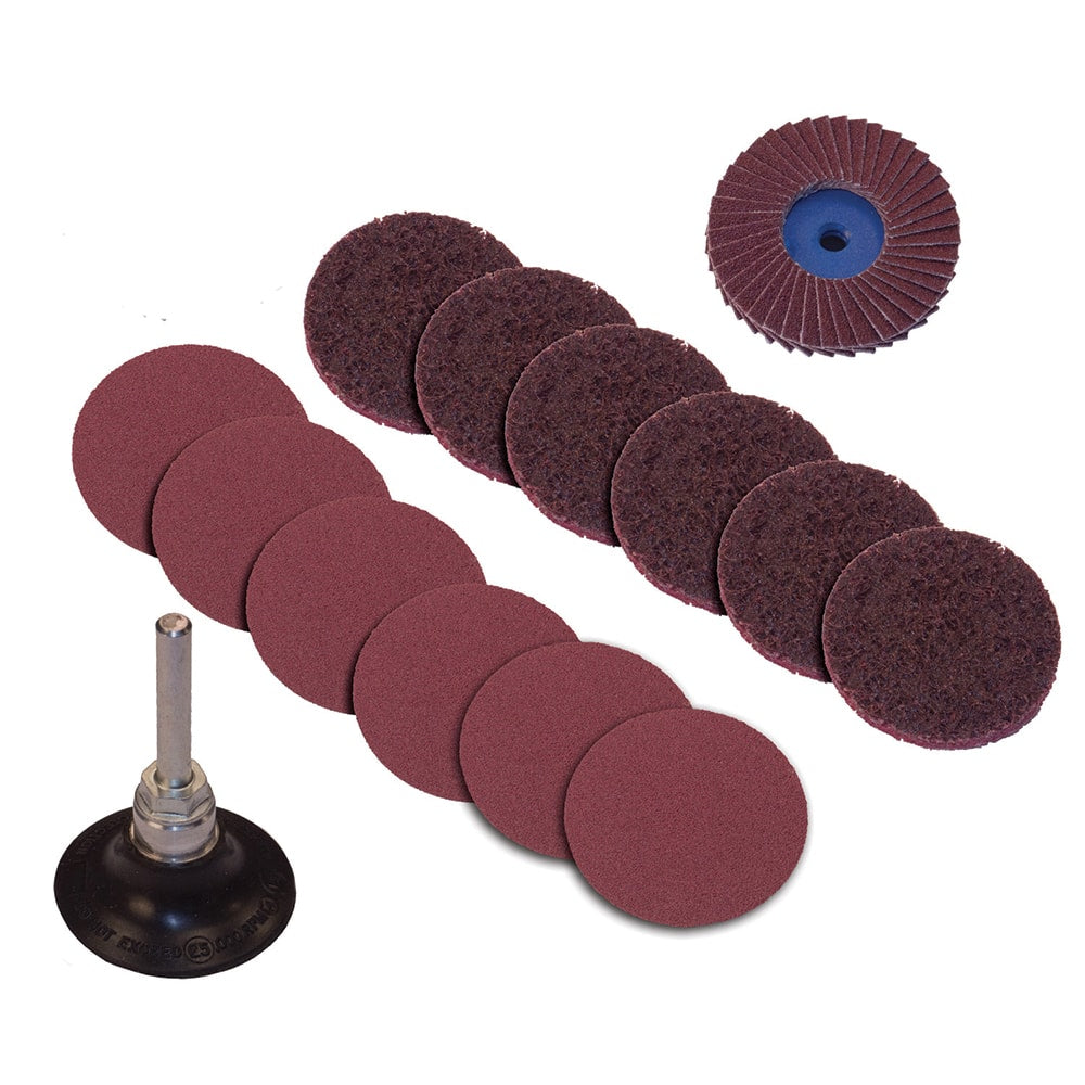 PFERD - Disc Kits; Abrasive Type: Non-Woven & Coated ; Disc Diameter (Inch): 2 ; Abrasive Material: Aluminum Oxide; Silicon Carbide ; Grade: Medium ; Number of Pieces: 14.000 - Exact Tooling