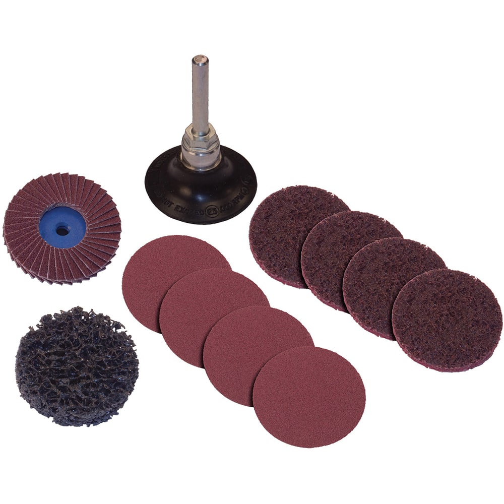 PFERD - Disc Kits; Abrasive Type: Non-Woven & Coated ; Disc Diameter (Inch): 2 ; Abrasive Material: Aluminum Oxide; Silicon Carbide ; Grade: Medium ; Number of Pieces: 11.000 - Exact Tooling