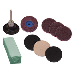 PFERD - Disc Kits; Abrasive Type: Non-Woven & Coated ; Disc Diameter (Inch): 2 ; Abrasive Material: Aluminum Oxide; Silicon Carbide ; Grade: Medium Fine ; Number of Pieces: 9.000 - Exact Tooling