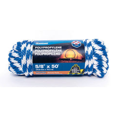 Mibro - Rope; Type: Solid Braid ; Head/Holder Diameter (Inch): 5/8 ; Material: Polypropylene ; Load Capacity (Lb.): 290.000 ; Maximum Length: 50.00 ; Color: Blue/White - Exact Tooling