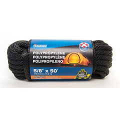 Mibro - Rope; Type: Solid Braid ; Head/Holder Diameter (Inch): 5/8 ; Material: Polypropylene ; Load Capacity (Lb.): 290.000 ; Maximum Length: 50.00 ; Color: Black - Exact Tooling