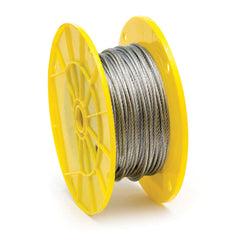 Mibro - Wire Rope & Cable; Type: Aircraft Cable ; Breaking Strength (Lb.): 340.00 ; Diameter (Inch): 1/8 ; Bare Diameter: 1/8 (Inch); Strand Type: 7 x 7 ; Head Coating: Uncoated - Exact Tooling