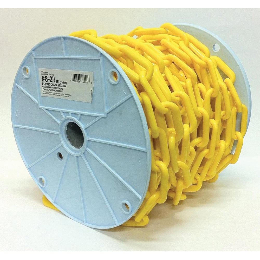 Mibro - Barrier Rope & Chain; Color: Yellow ; Rope/Chain Material: Plastic ; Snap End Material: Plastic ; Length (Feet): 65.000 ; Width (Inch): 2 - Exact Tooling