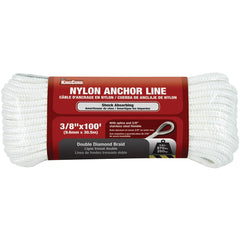 Mibro - Twine; Type: Anchor Line ; Material: Nylon ; Color: White ; Breaking Strength (Lb.): 570.00 ; Core Diameter (Inch): 3/8 ; Length (Feet): 100.000 - Exact Tooling