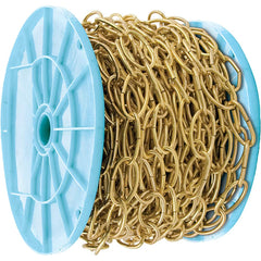 Mibro - Weldless Chain; Type: Decorative ; Load Capacity (Lb.): 45.000 ; Chain Diameter (Decimal Inch): 0.1200 ; Finish/Coating: Gold ; Inside Length (Decimal Inch): 1.2700 - Exact Tooling