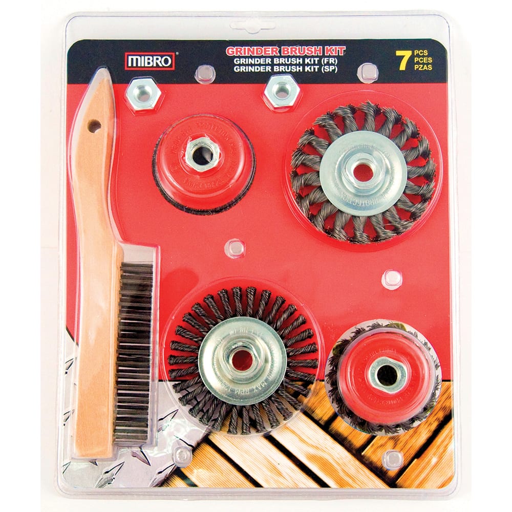 Mibro - Power Brush Sets; Brush Diameter (mm): 3; 4 ; Set Includes: (2) 1-1/2" Coarse Wire Wheel Brush; 2" Coarse Wire Wheel Brush; 2-1/2" Coarse Wire Wheel Brush; 3" Coarse Wire Wheel Brush; 2" Coarse Wire Cup Brush ; Number of Pieces: 7.000 ; Fill Mate - Exact Tooling