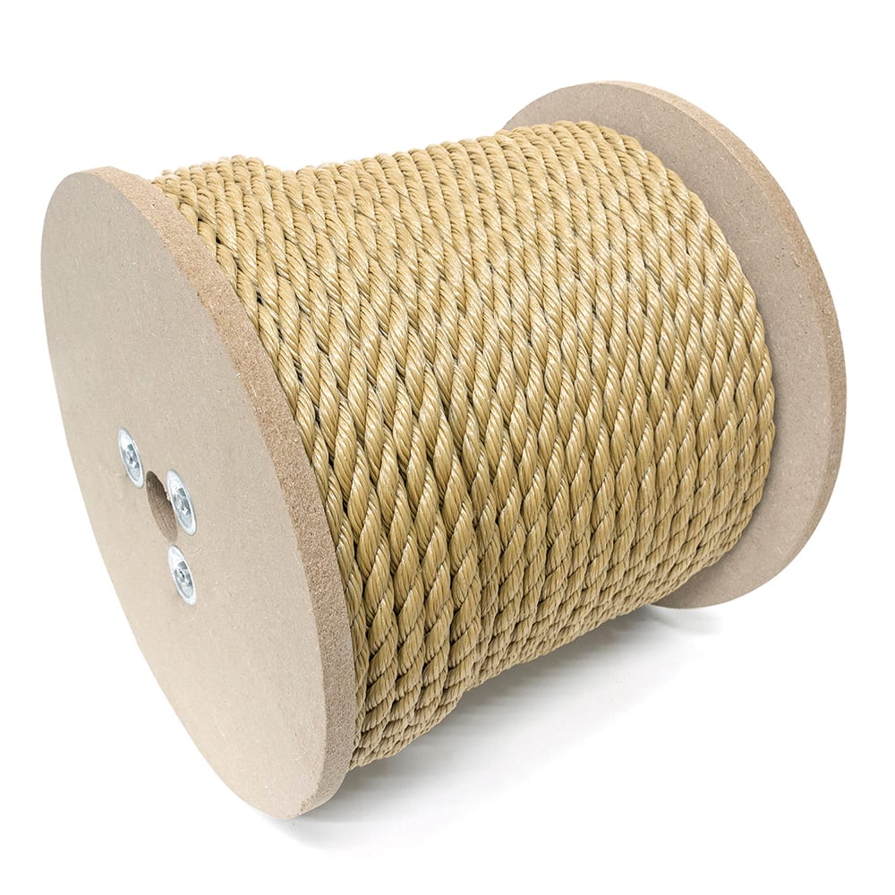 Mibro - Rope; Type: Twisted Rope ; Head/Holder Diameter (Inch): 1/4 ; Material: Polypropylene ; Load Capacity (Lb.): 115.000 ; Maximum Length: 1200.00 ; Color: Brown - Exact Tooling