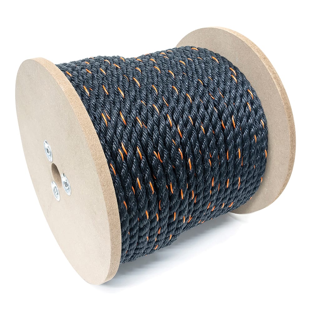Mibro - Rope; Type: Truck Rope ; Head/Holder Diameter (Inch): 3/8 ; Material: Polypropylene ; Load Capacity (Lb.): 244.000 ; Maximum Length: 400.00 ; Color: Black/Orange - Exact Tooling