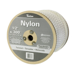 Mibro - Rope; Type: Twisted Rope ; Head/Holder Diameter (Inch): 1/2 ; Material: Nylon ; Load Capacity (Lb.): 535.000 ; Maximum Length: 300.00 ; Color: White - Exact Tooling