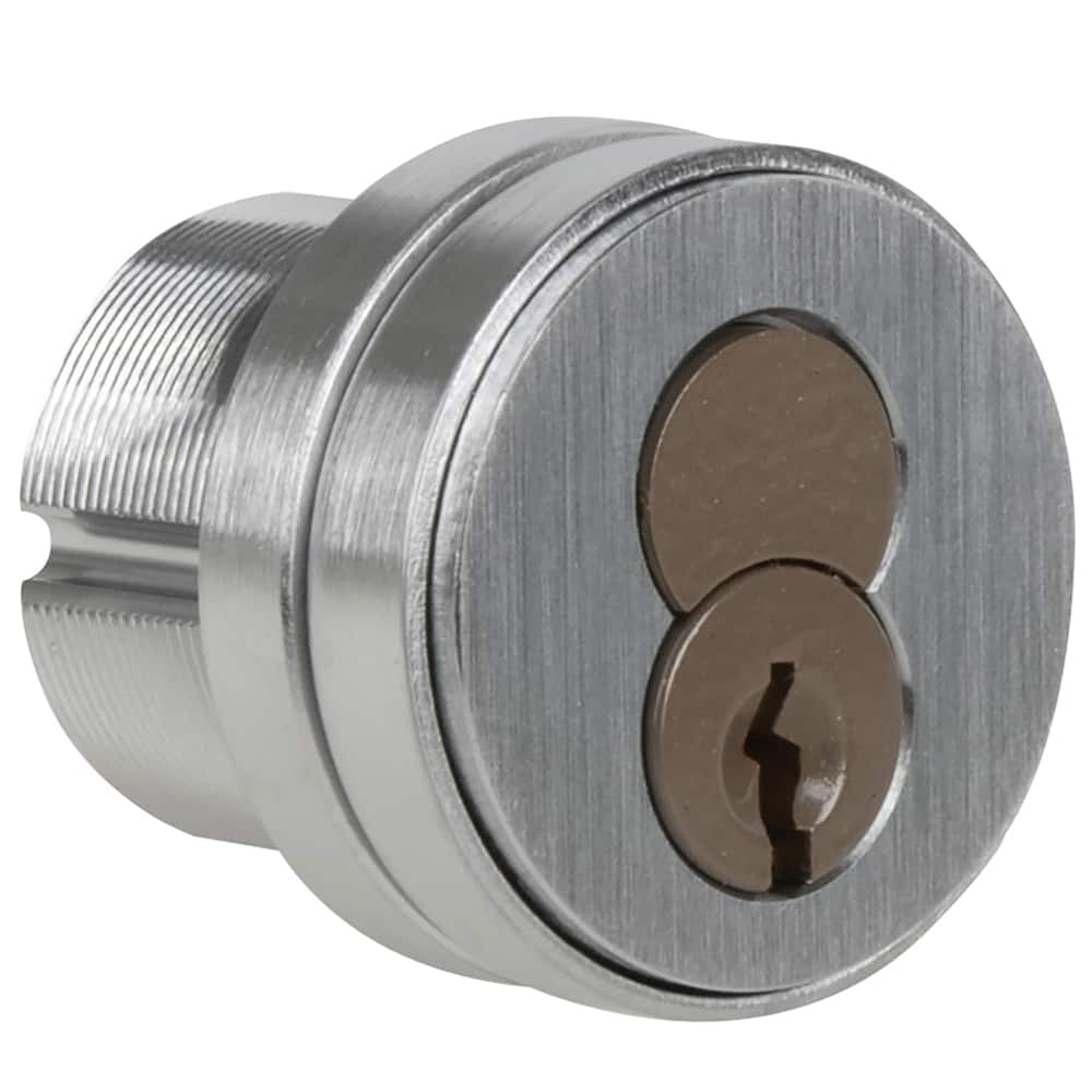 Schlage - Cylinders; Type: Mortise ; Keying: Less Core ; Number of Pins: 7 ; Material: Brass ; Finish/Coating: Satin Chrome - Exact Tooling