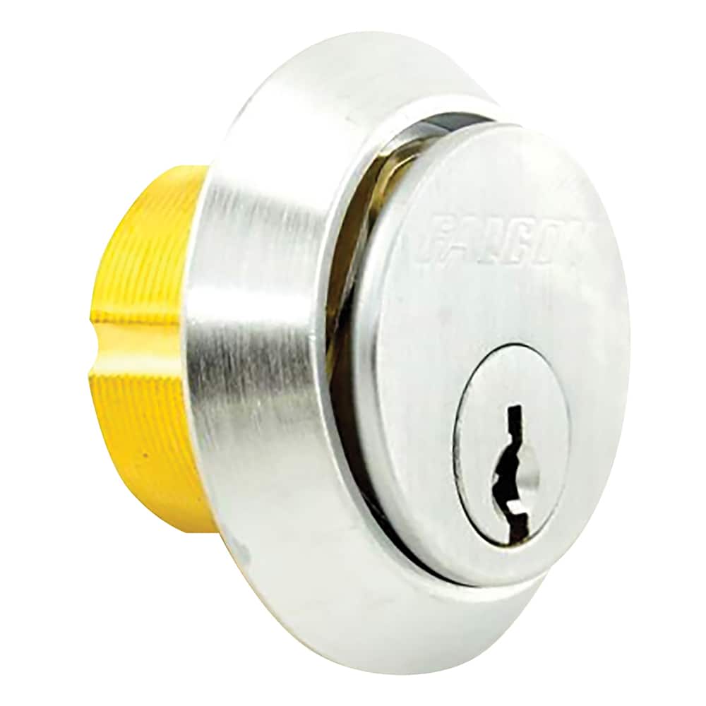 Falcon - Cylinders; Type: Mortise ; Keying: G Keyway ; Number of Pins: 6 ; Material: Brass ; Finish/Coating: Satin Chrome - Exact Tooling