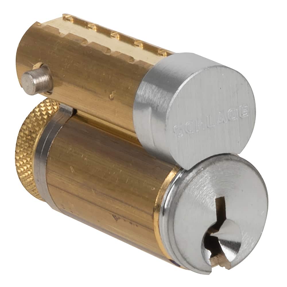 Schlage - Cylinders; Type: Removeable Core ; Keying: P Keyway ; Number of Pins: 6 ; Material: Brass ; Finish/Coating: Satin Chrome - Exact Tooling