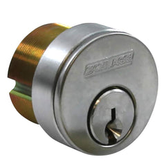 Schlage - Cylinders; Type: Mortise ; Keying: C123 Keyway ; Number of Pins: 6 ; Material: Brass ; Finish/Coating: Satin Chrome - Exact Tooling