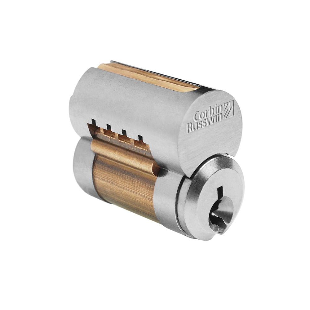 Corbin Russwin - Cylinders; Type: Removeable Core ; Keying: D2 Keyway ; Number of Pins: 6 ; Material: Brass ; Finish/Coating: Satin Chrome - Exact Tooling