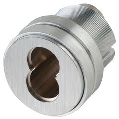 Schlage - Cylinders; Type: Mortise ; Keying: Less Core ; Number of Pins: 7 ; Material: Brass ; Finish/Coating: Satin Chrome - Exact Tooling